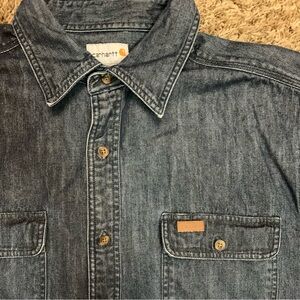 Carhartt Heavyweight Denim Long Sleeve Button Up Mens Size: XL Dark Blue